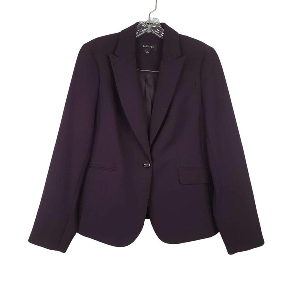 Talbots Womens Blazer One Button Deep Purple Size 6 Lined - Picture 2 of 9